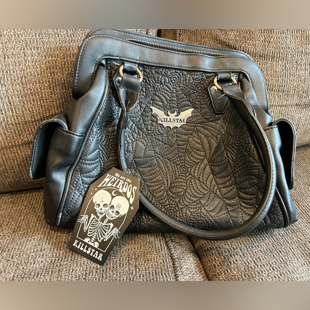 Killstar Black Quilted Shoulder Bag